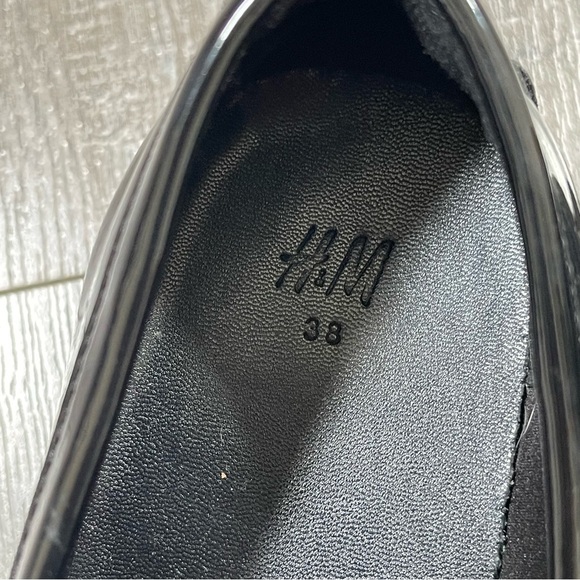 H&M Platform Chunky Black Patent Loafers Size 38 US8 - Picture 9 of 13